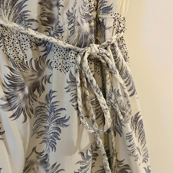 Warehouse Palm Leaf White Purple One Shoulder Tropical Dress ASO Kate Middleton - Picture 5 of 7